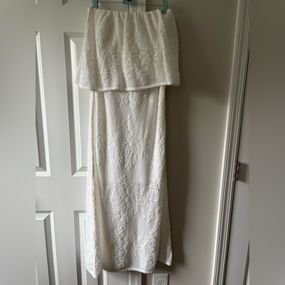 ZARA Jacquard Knit Bandeau White Maxi Dress XS - Picture 6 of 10